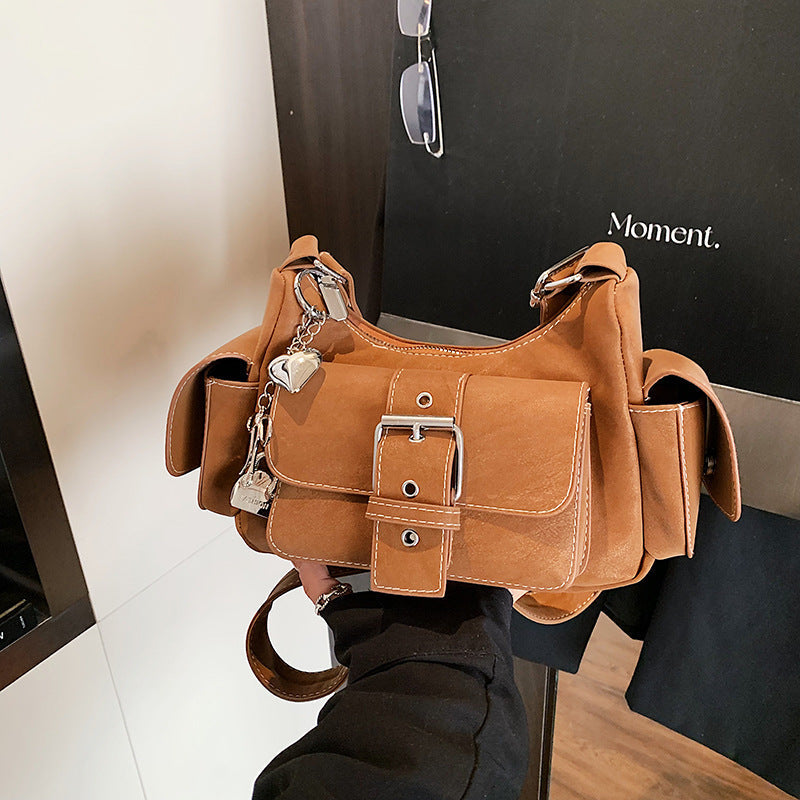 Women's shoulder bag in modern design with practical compartments-https://detail.1688.com/offer/1009380597804.html-Calm Wears-Braun-Size: with tag-Calm Wears