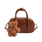 Women's Mini Handbag with Charming Bear Pendant