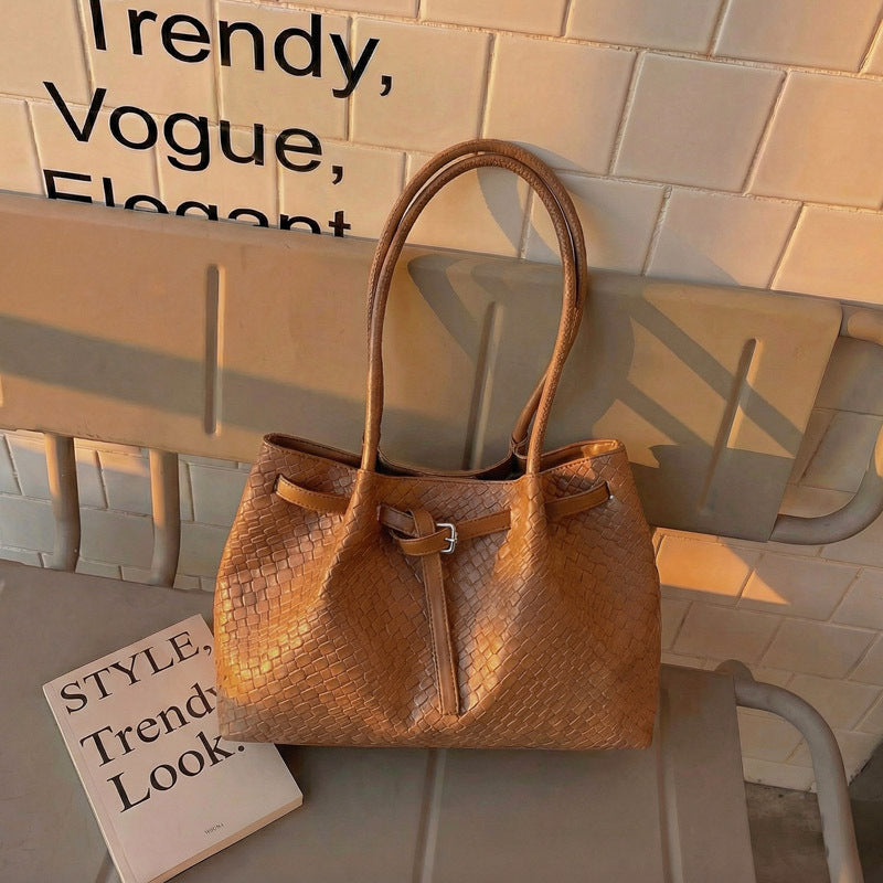 Textured Leather Tote Bag