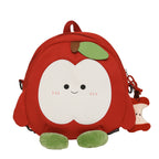 Plush backpack with apple motif