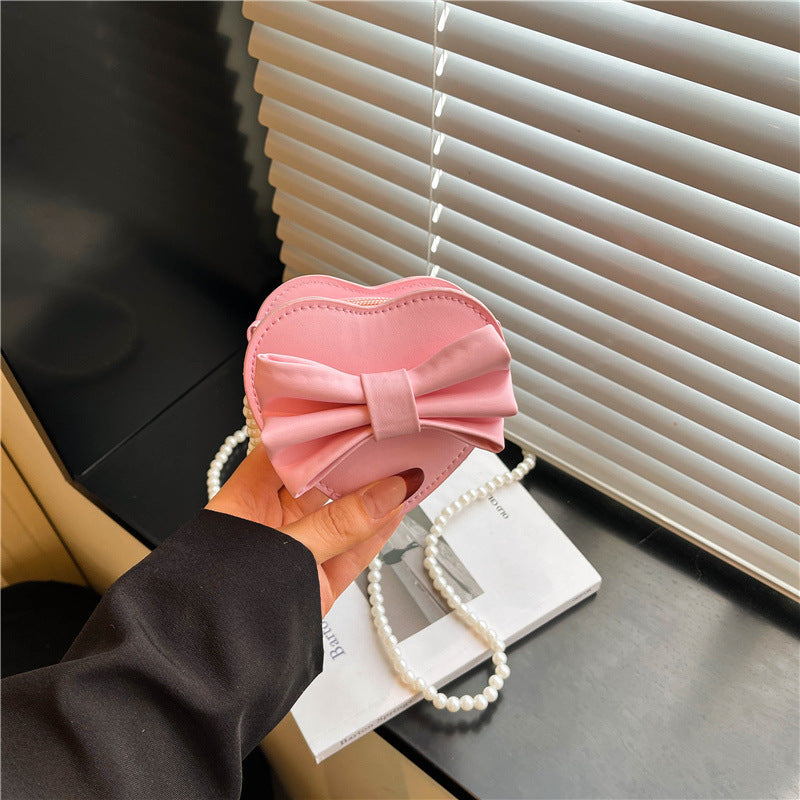 WoHeart-Shaped Bow Clutch Bag