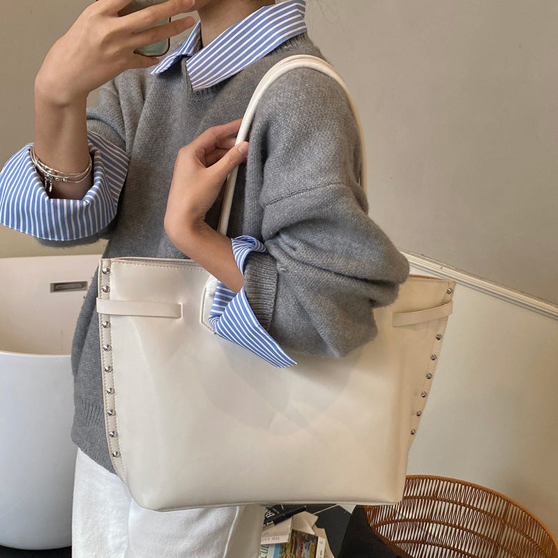 Ladies stylish Tote Bag with fashionable detail-https://detail.1688.com/offer/995351691155.html-Calm Wears-White-nothing-Calm Wears