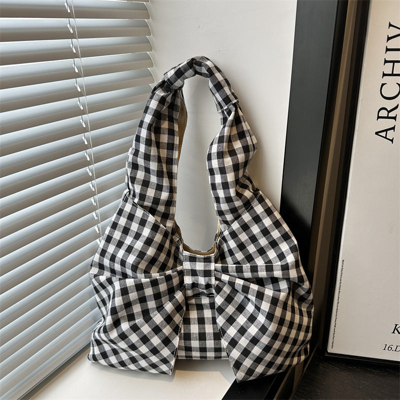 Bow Accent Fabric Tote Bag