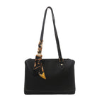 Elegant Structured Tote Bag with Decorative Scarf