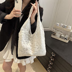 Elegant Floral Embroidered Grocery Tote Bag