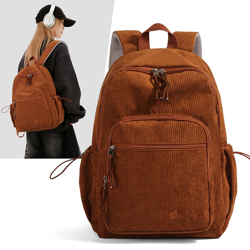 Textured Corduroy Travel Backpack