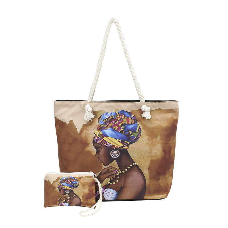 Stylish Graphic Print Beach Tote Bag