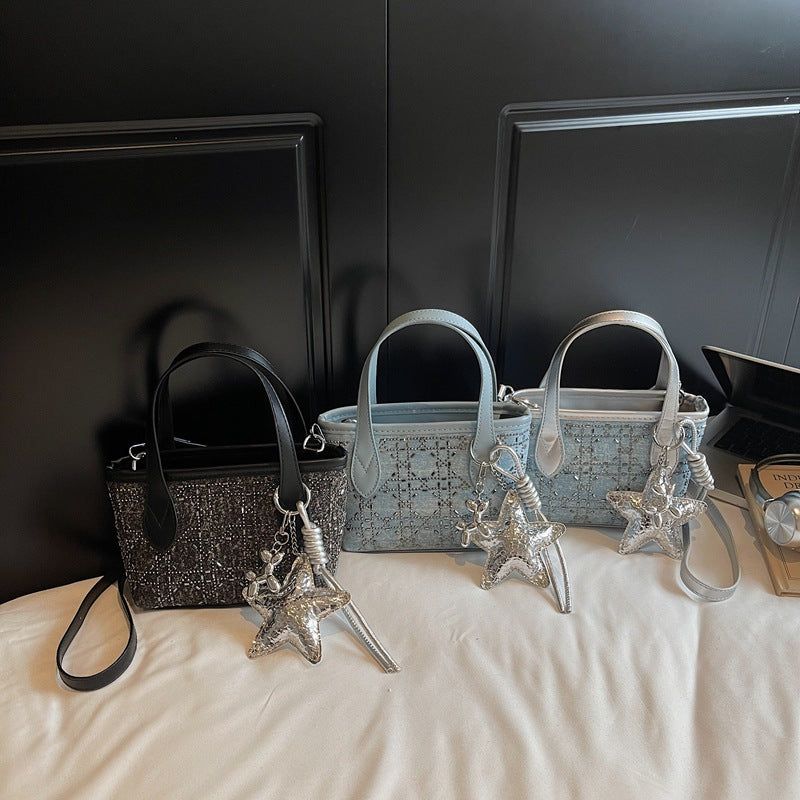 Women's mini handbag with sparkling star pendant