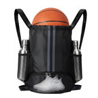 Sporty backpack with shoe compartment and water bottle holders