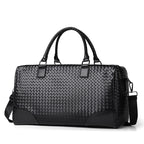 Woven Leather Weekender Duffel Bag