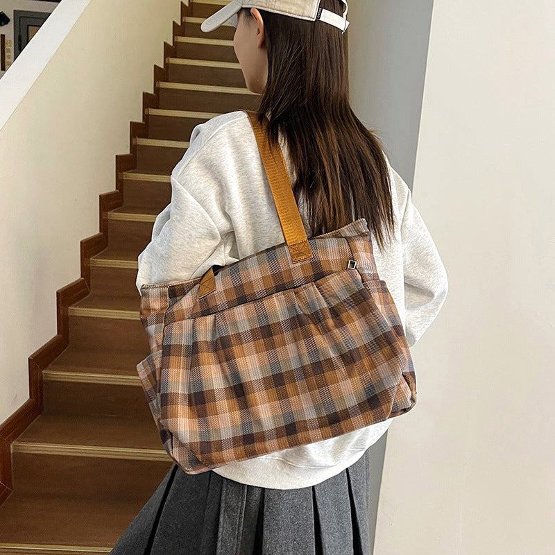 WoSpacious Plaid Utility Tote Bag