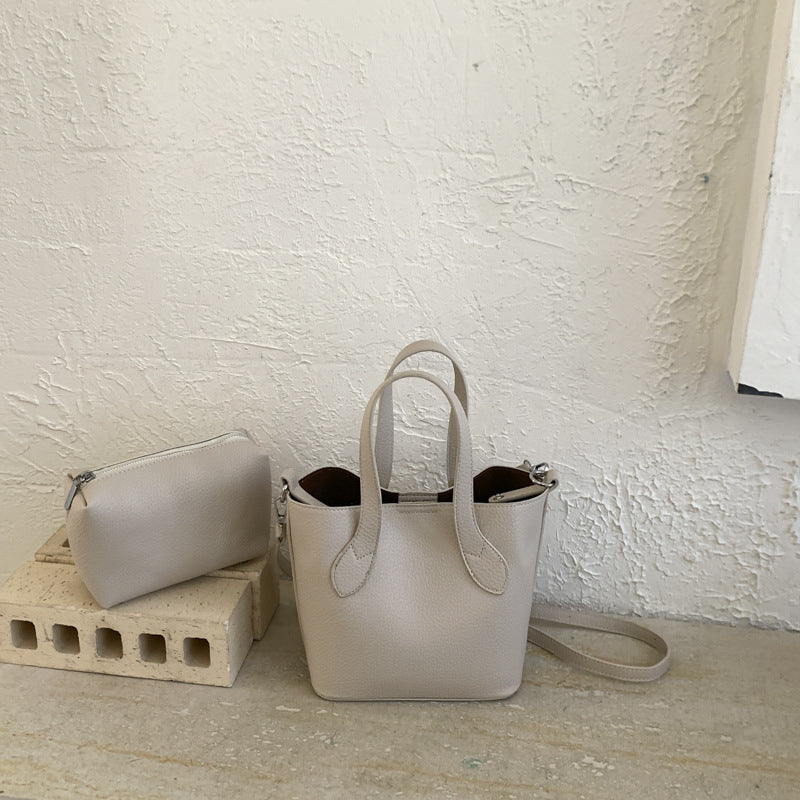 Women's mini shoulder bag with removable cosmetic pouch