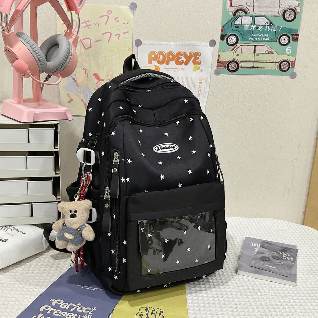Star-Print Multi-Functional School Backpack