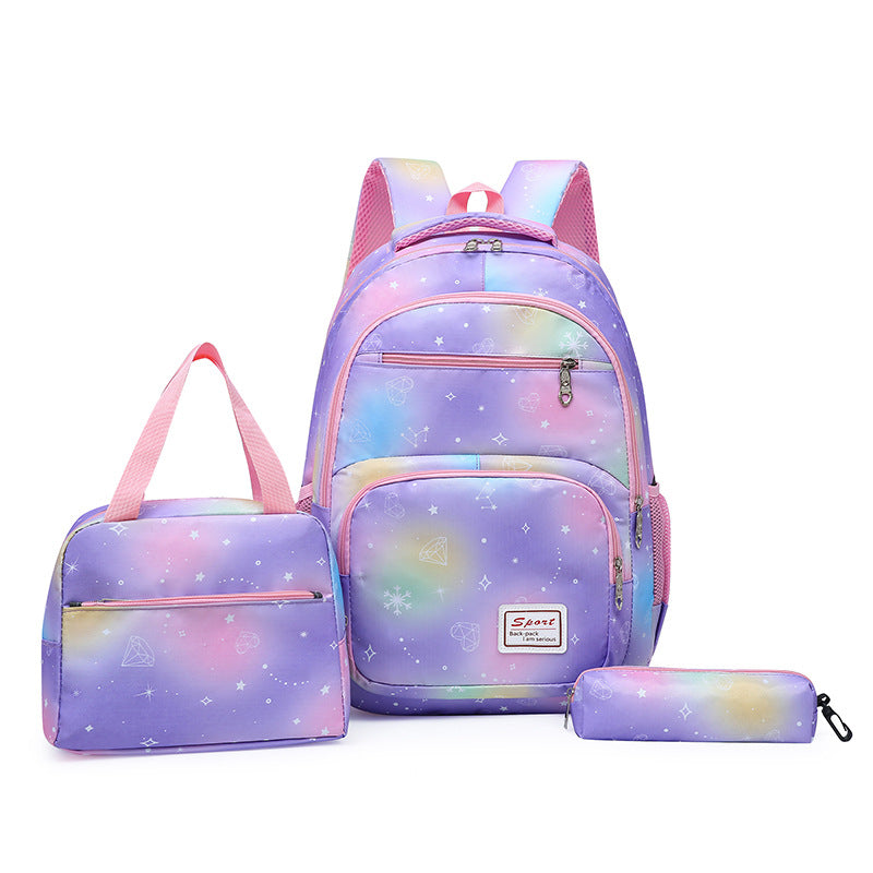 School backpack with breathable back panel and adjustable shoulder straps