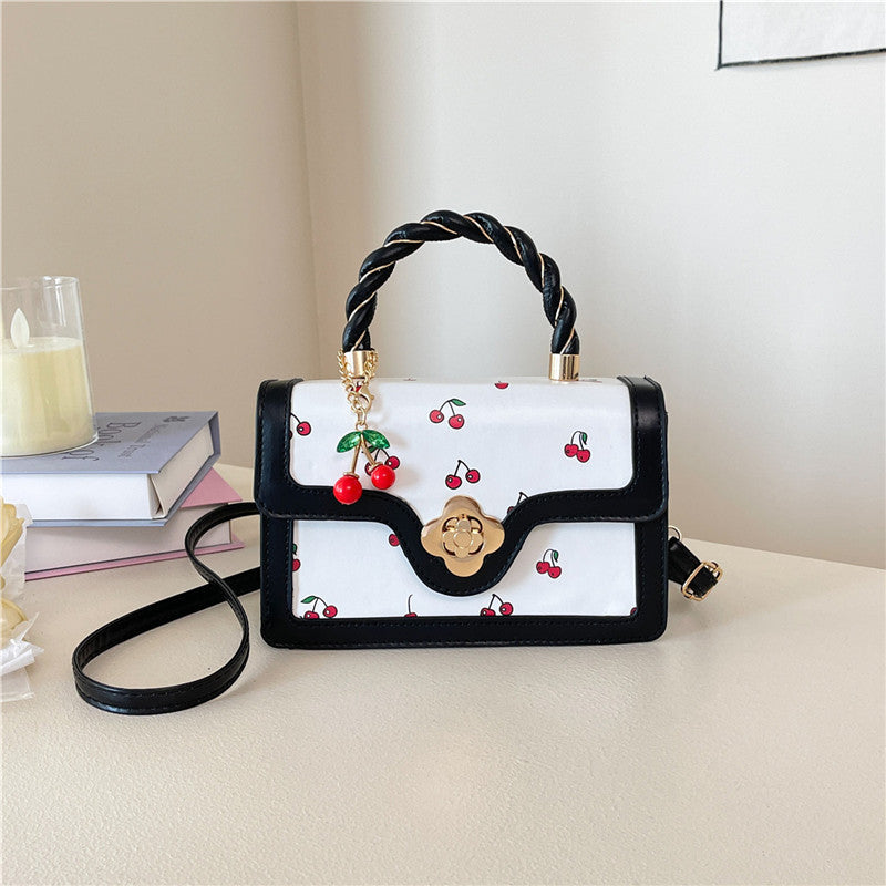 Playful Cherry Print Mini Satchel Handbag