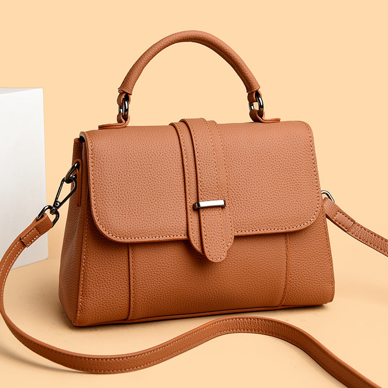 Elegant Leather Top Handle Handbag
