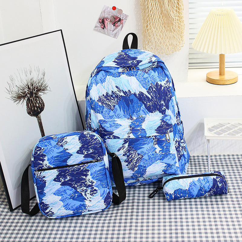 Stylish backpack with matching crossbody bag and pencil case