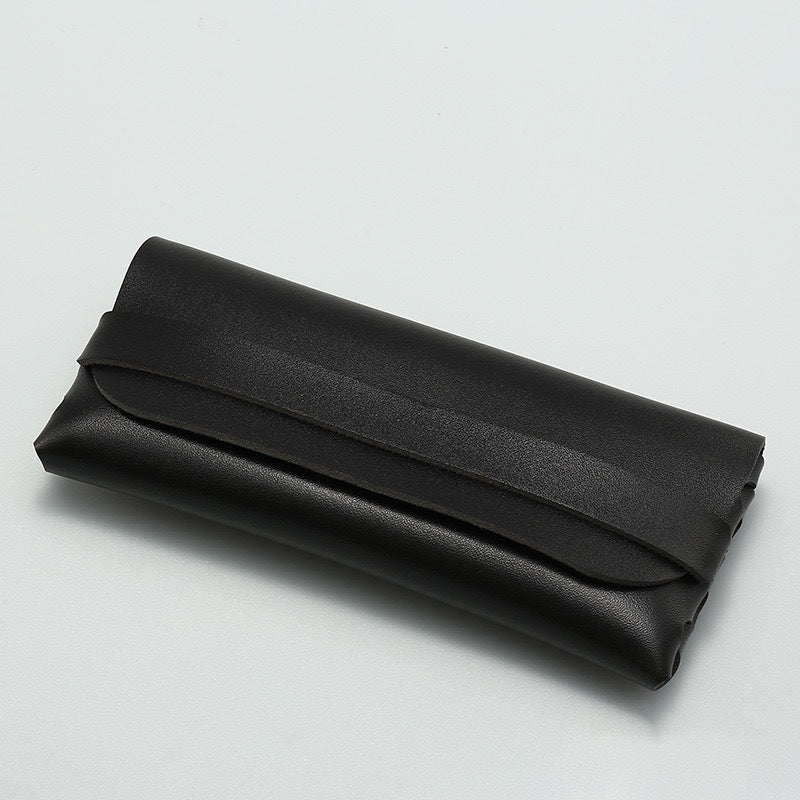 Folding premium soft leather sunglasses roll pouch