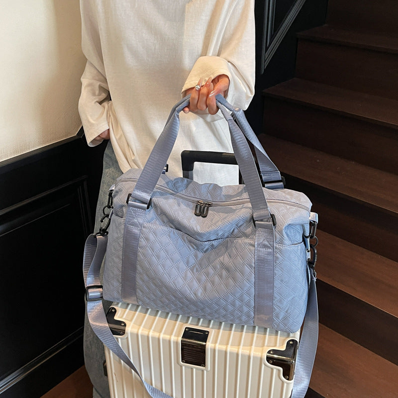Quilted Fabric Travel Duffle Bag Calm Wears
