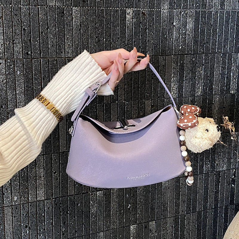 Women's shoulder bag with decorative pendant-https://detail.1688.com/offer/1017420588372.html-Calm Wears-Lilac-Size: With pendant-Calm Wears