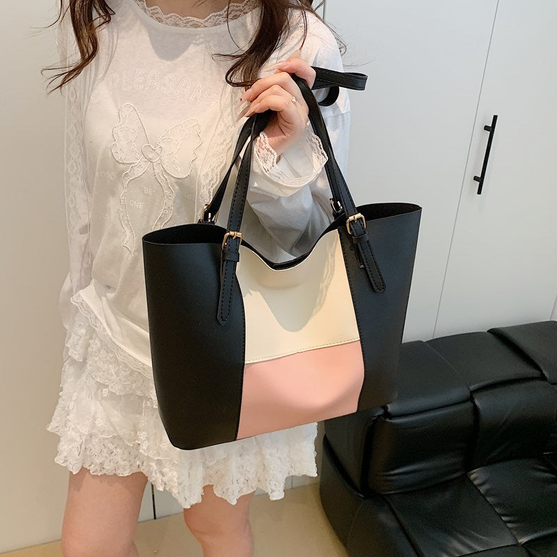 Versatile Color Block Tote Bag
