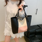 Versatile Color Block Tote Bag