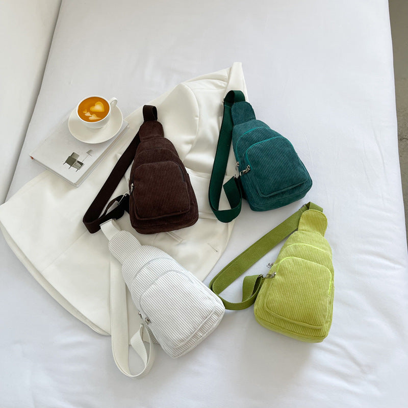 WoMulti-Compartment Corduroy Sling Bag