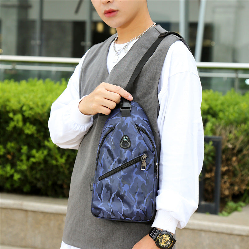 Crossbody backpack with water-repellent material and ergonomic carrying system