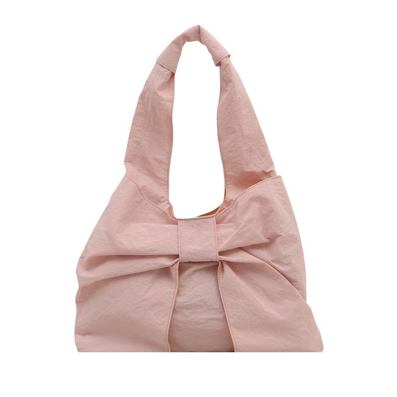Bow Accent Fabric Tote Bag