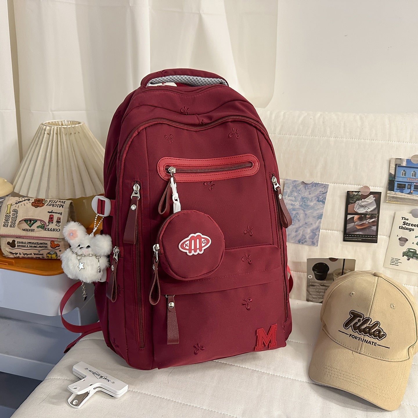 Stylish Multi-Pocket School Backpack-https://detail.1688.com/offer/1044662754446.html-Calm Wears-Red-Calm Wears