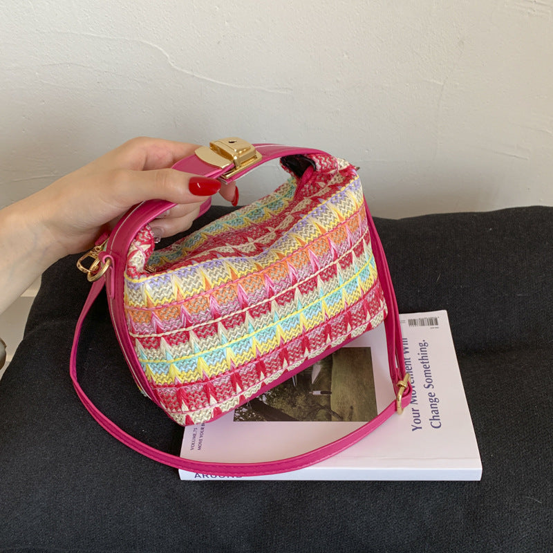 Textured Handwoven Mini Crossbody Bag