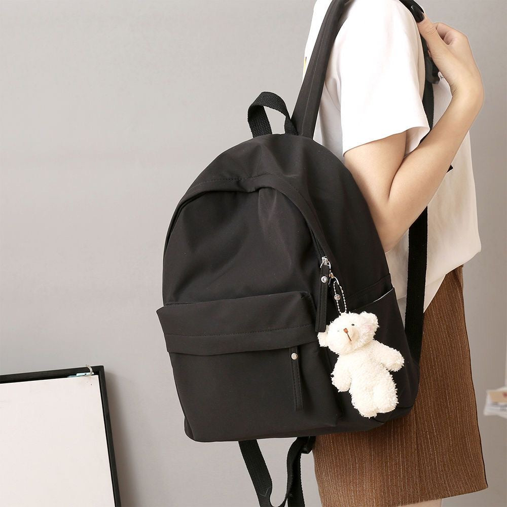 Casual Backpack with Plush Keychain