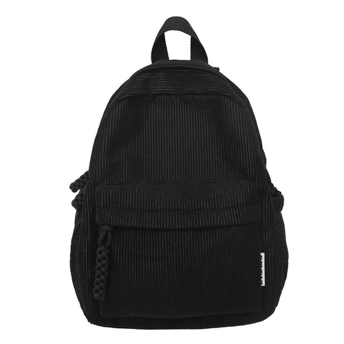 Corduroy Textured Mini School Backpack-https://detail.1688.com/offer/1034541792854.html-Calm Wears-Black-Calm Wears