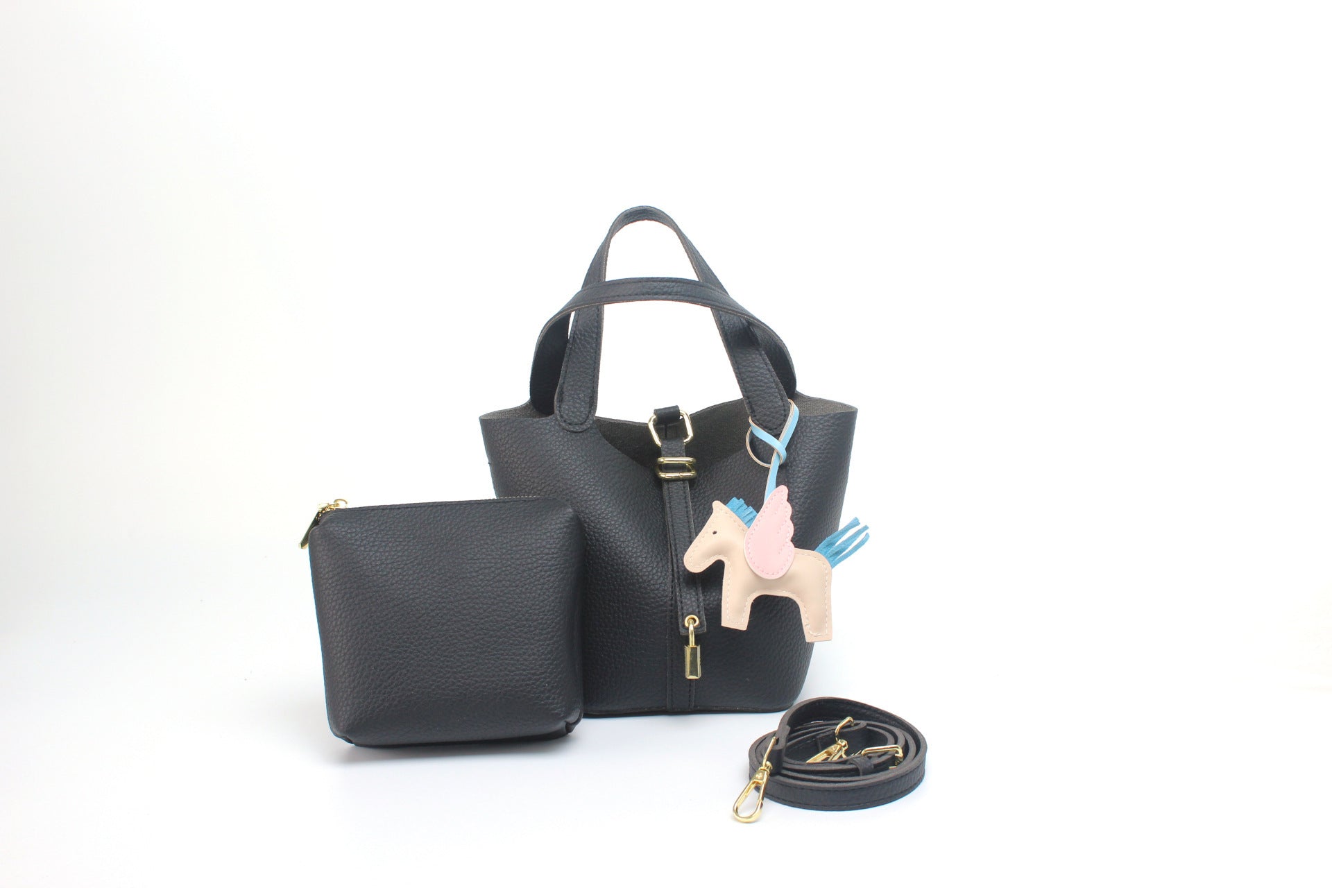 Women's hobo bag with removable mini organizer and charming animal pendant-https://detail.1688.com/offer/1006733368163.html-Calm Wears-Black-Size: One size-Calm Wears