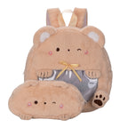 Plush children's backpack with animal motif and practical viewing window