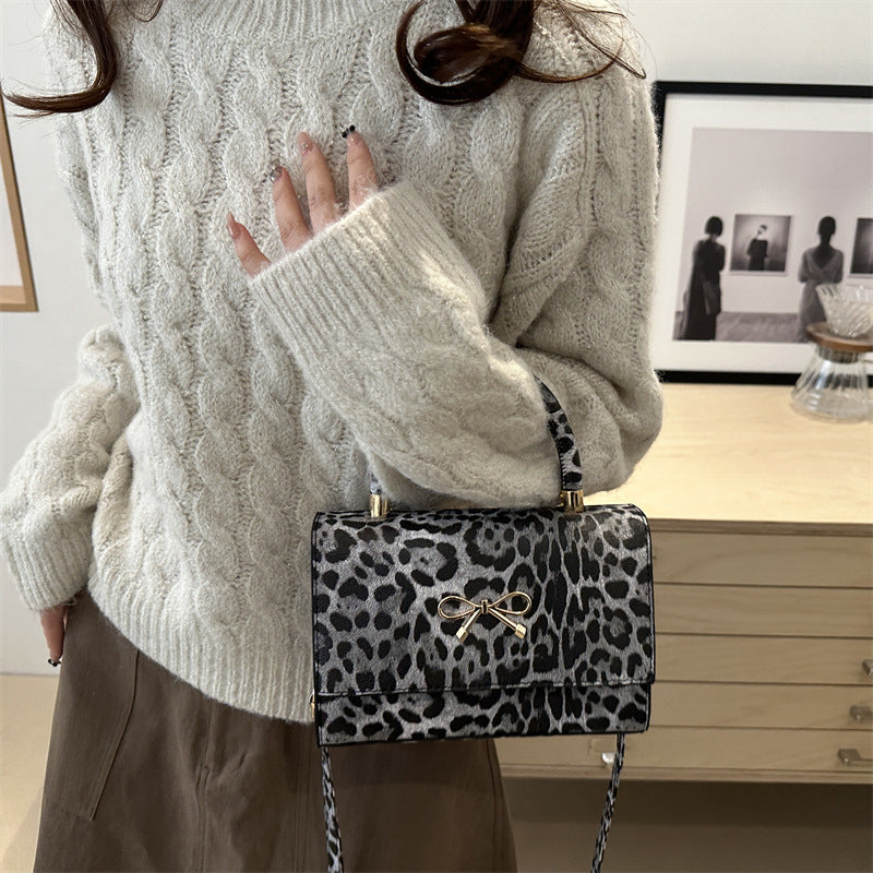 Stylish Animal Print Top Handle Handbag