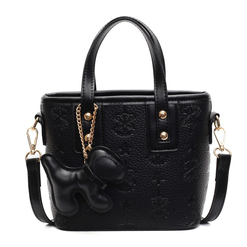 Women's Mini Handbag with Playful Dog Charm-https://detail.1688.com/offer/895769073232.html-Calm Wears-Black-Size: without pendant-Calm Wears