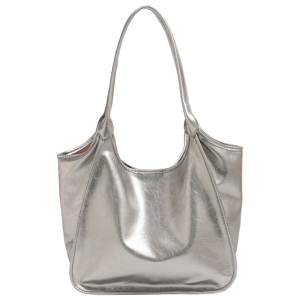 Women’s fashionable tote bag with shiny surface-https://detail.1688.com/offer/973399469469.html-Calm Wears-Silver-nothing-Calm Wears