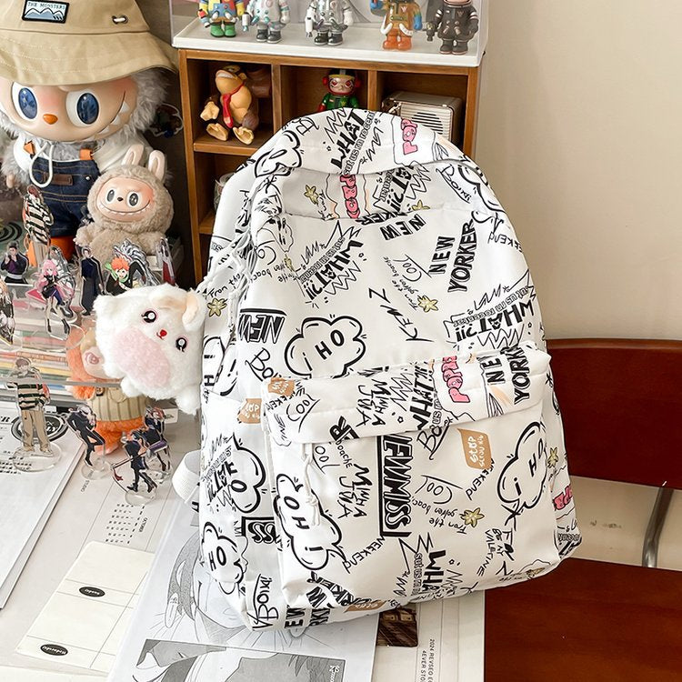 Backpack with Creative Graffiti Design
