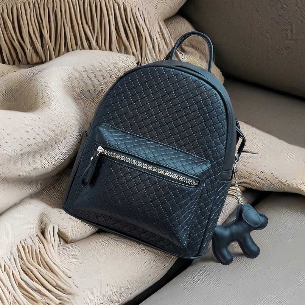 Woven Leather Mini Backpack