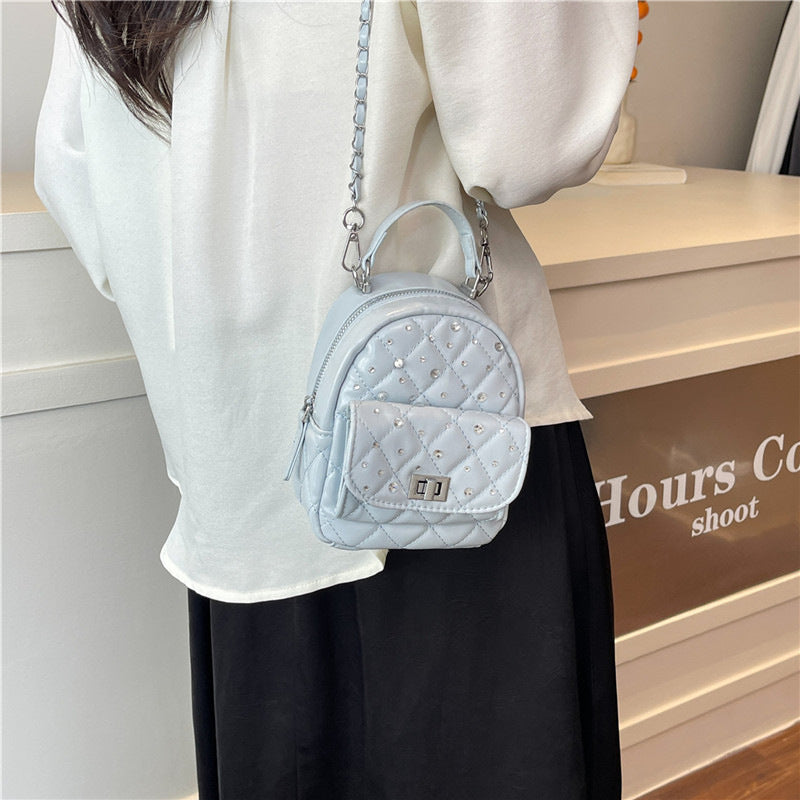 Quilted Mini Backpack with Rhinestone Accents