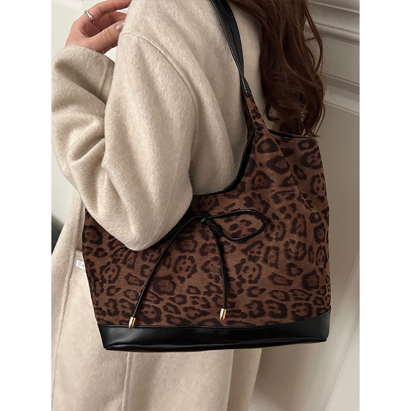 Women's tote bag with stylish leopard pattern and adjustable drawstring-https://detail.1688.com/offer/993474296938.html-Calm Wears-Khaki-nothing-Calm Wears
