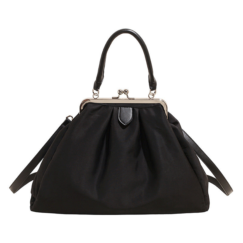 Women's large shoulder bag with elegant pleats and detachable shoulder strap-https://detail.1688.com/offer/1009959689200.html-Calm Wears-Black-nothing-Calm Wears