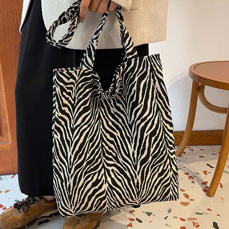 Women's jute bag with striking zebra pattern-https://detail.1688.com/offer/845761603578.html-Calm Wears-Black-nothing-Calm Wears
