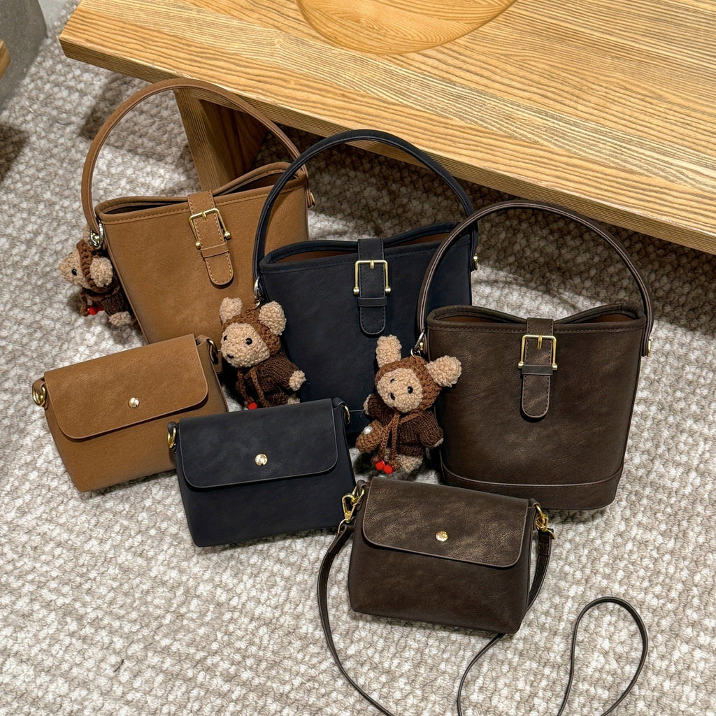 Women Hobo and Mini Handbag Set with Playful Pendant