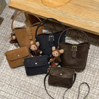 Women Hobo and Mini Handbag Set with Playful Pendant
