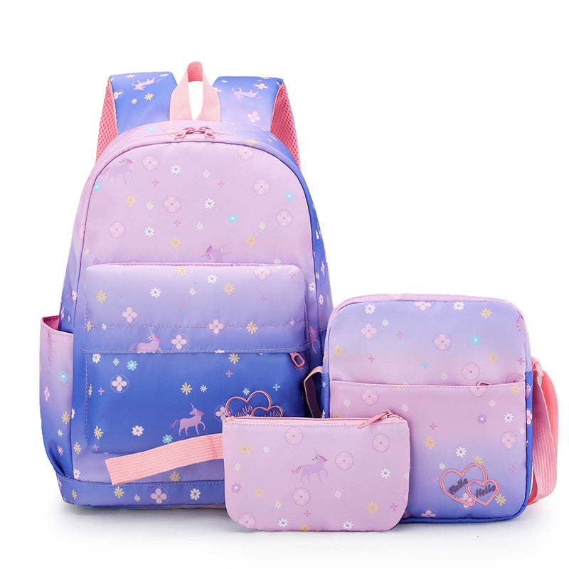 Cute Multi-Pocket School Backpack Set