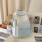Backpack with Elegant, Floral Design and Many Compartments