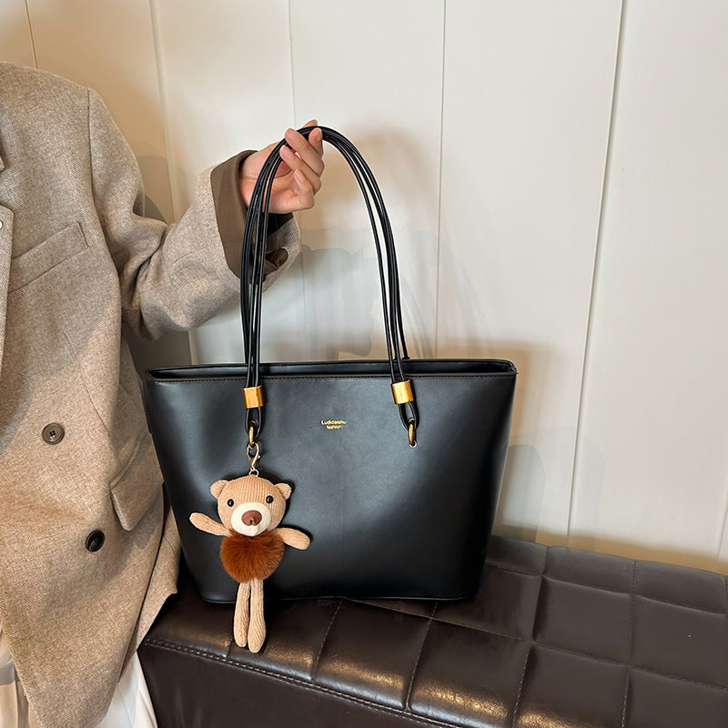 Women's tote bag made of high-quality artificial leather with a charming pendant from-https://detail.1688.com/offer/847109924464.html-Calm Wears-Black-Size: without pendant-Calm Wears