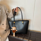 Women's tote bag made of high-quality artificial leather with a charming pendant from-https://detail.1688.com/offer/847109924464.html-Calm Wears-Black-Size: without pendant-Calm Wears